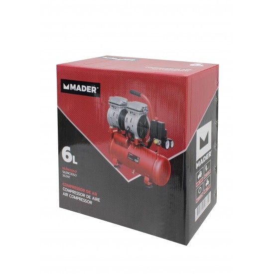 Compressor de Ar Monobloco, 6L, 0.75HP, Silencioso ref 09371 MADER