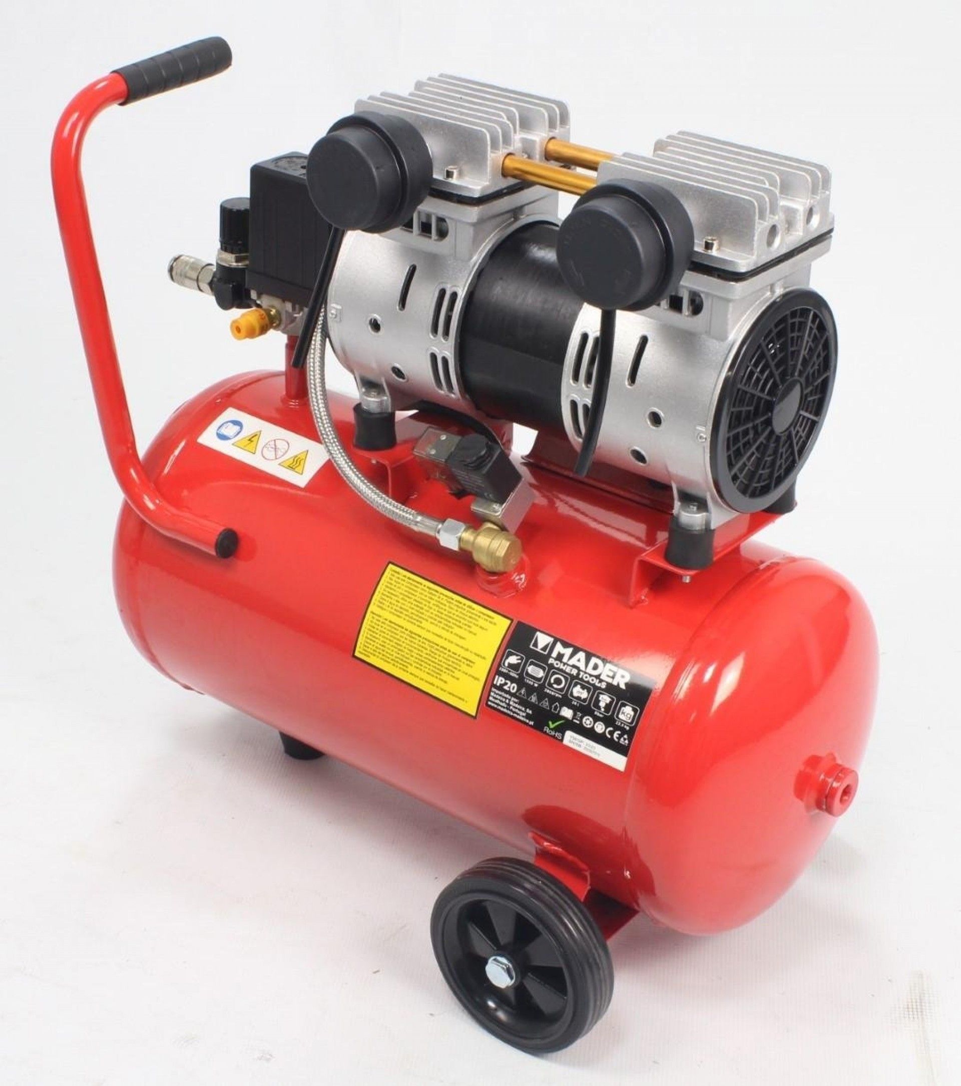 Compressor de Ar Monobloco, 24L, 2HP, Cabeça Dupla- MADER® | Power Tools refª 09372 MADER