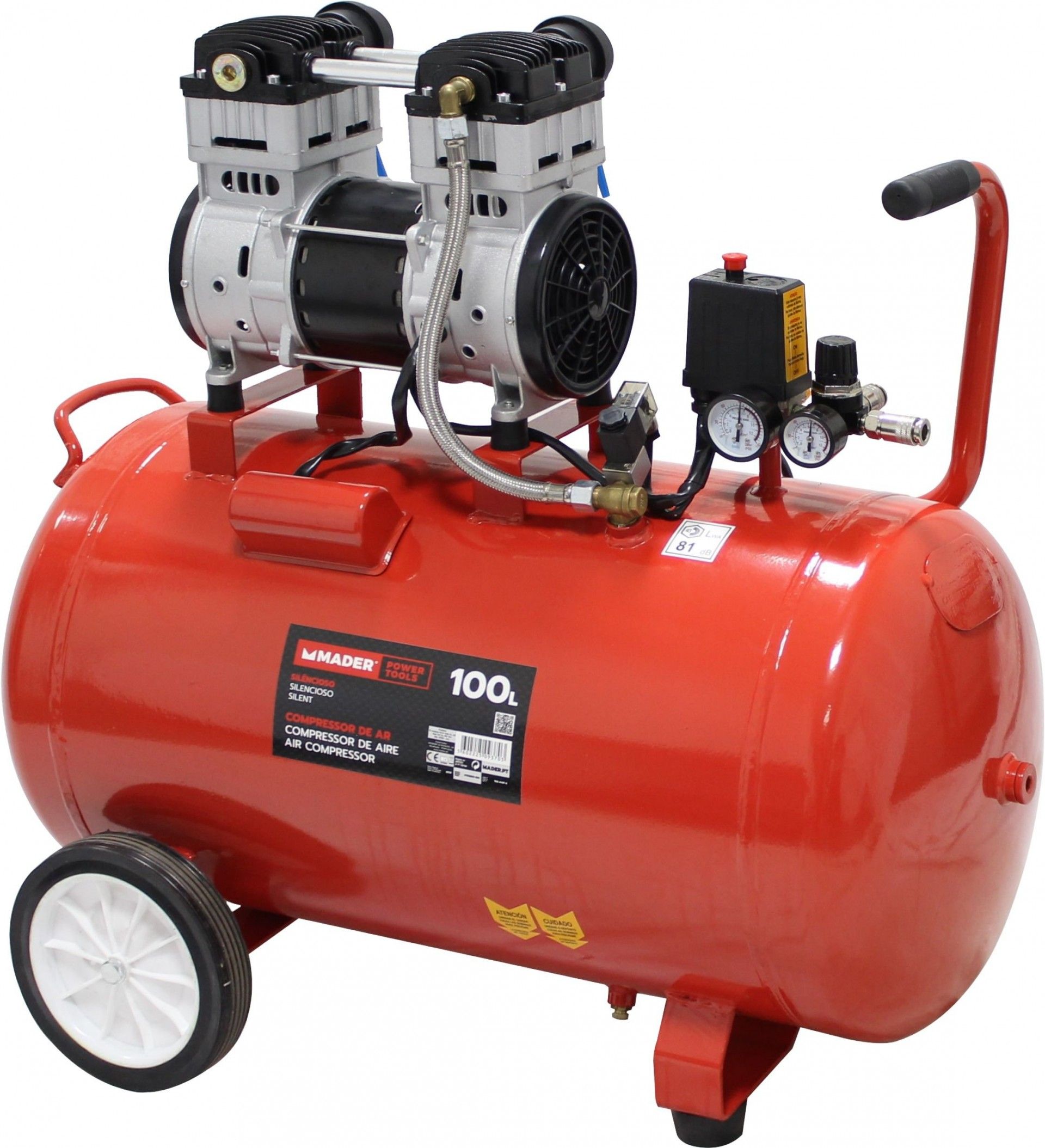 Compressor de Ar Monobloco, 100L, 2 HP, Silencioso refª 09370 MADER