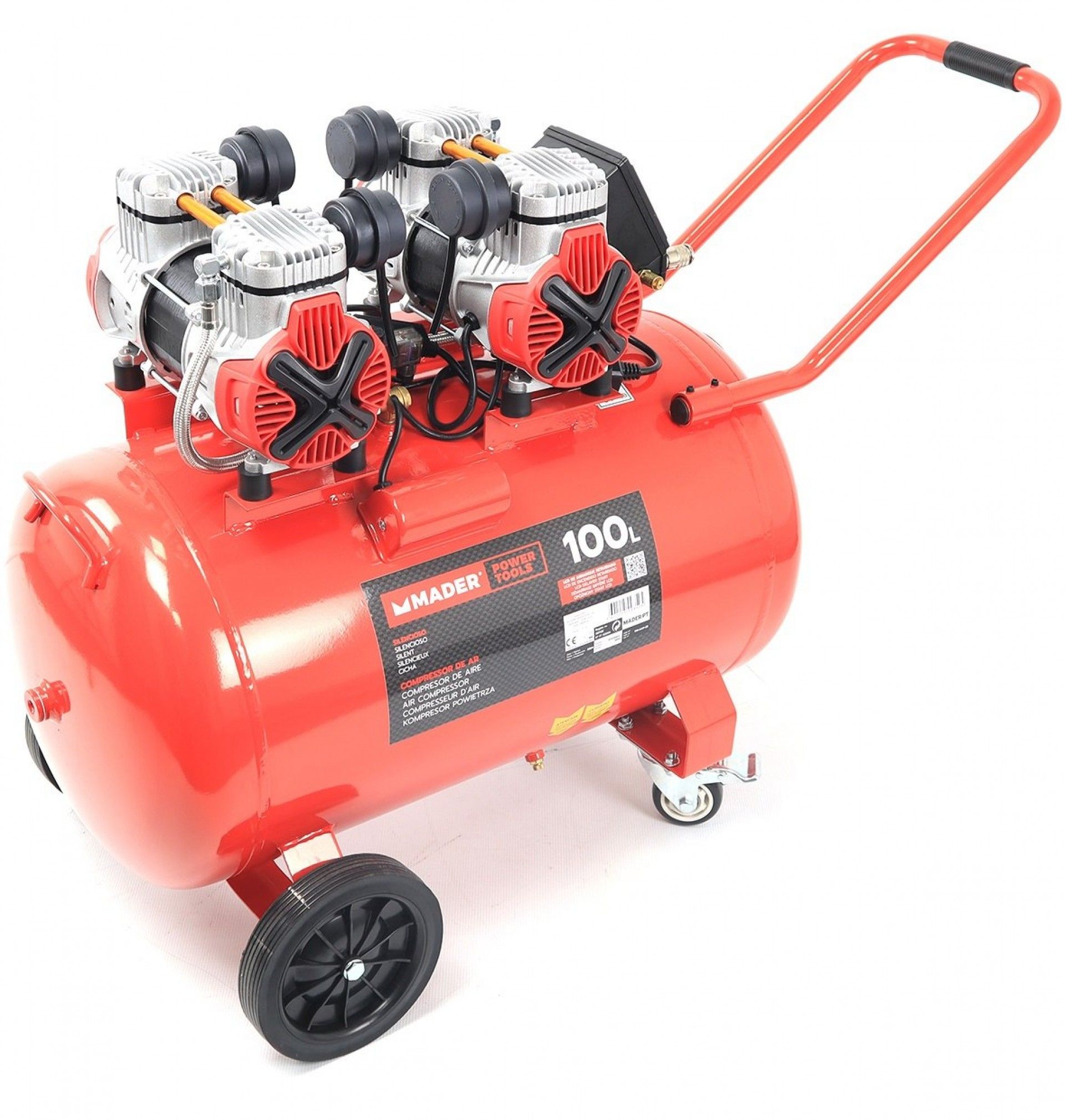 Compressor de Ar, Monobloco, 100L, 4HP, 4 Cabeças - 2 Motores, LCD refª 09350 MADER