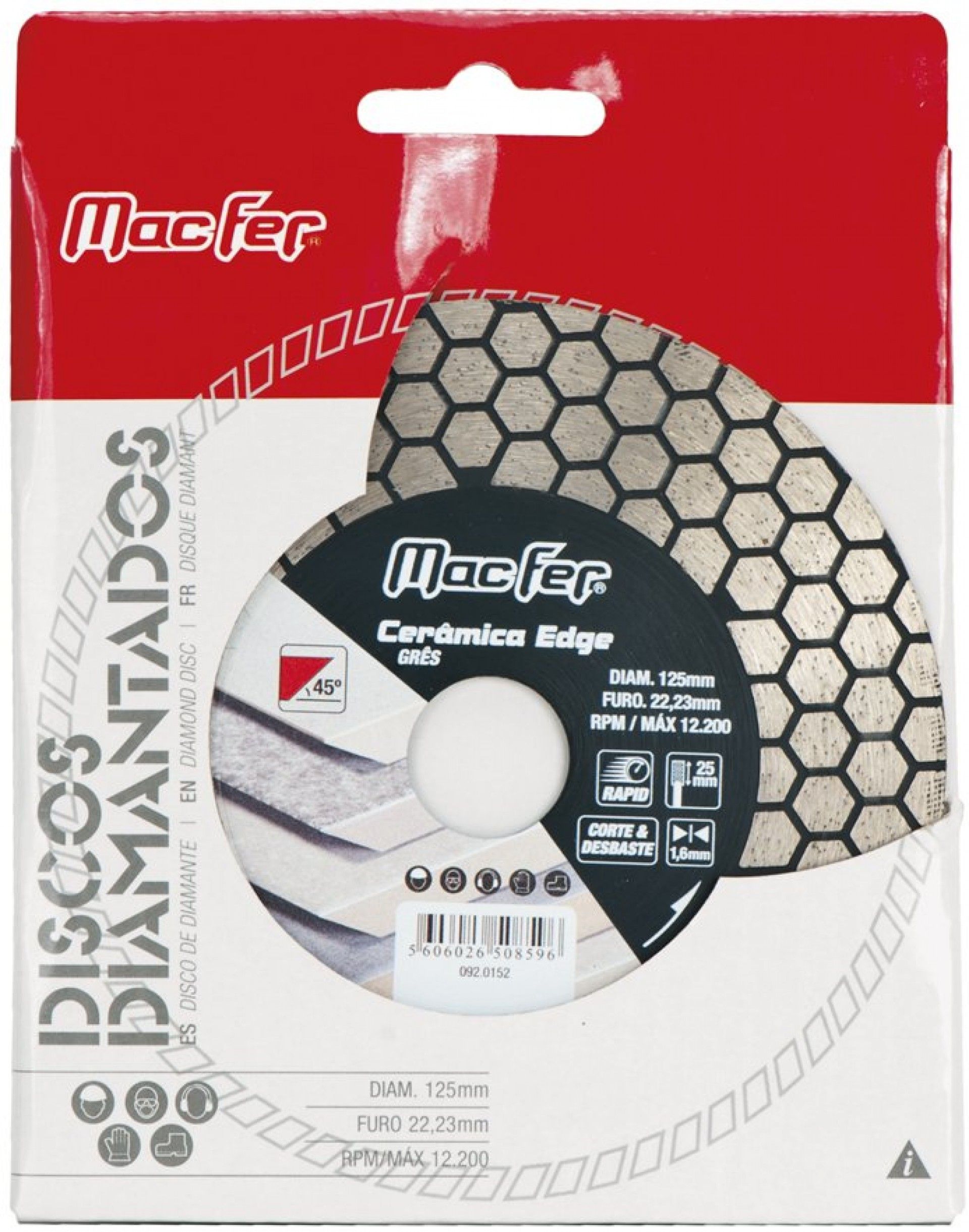 Disco diam. 115x1.6mm Cerâmica Edge refª 092.0151 MACFER