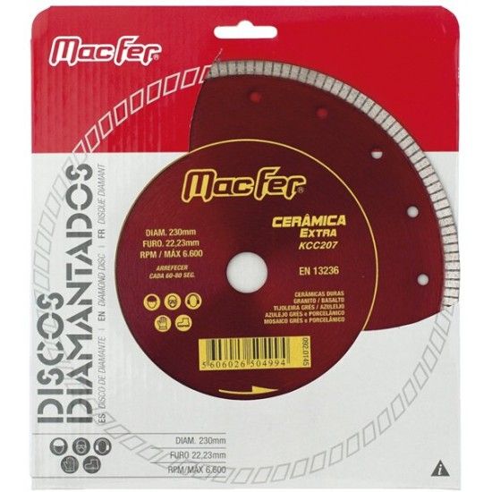 Disco diam. MacFer Cerâmica Extra KCC207 230mm refª 092.0145 MACFER Disco diam. MacFer Cerâmica Extra KCC207 230mm refª 092.0145 MACFER