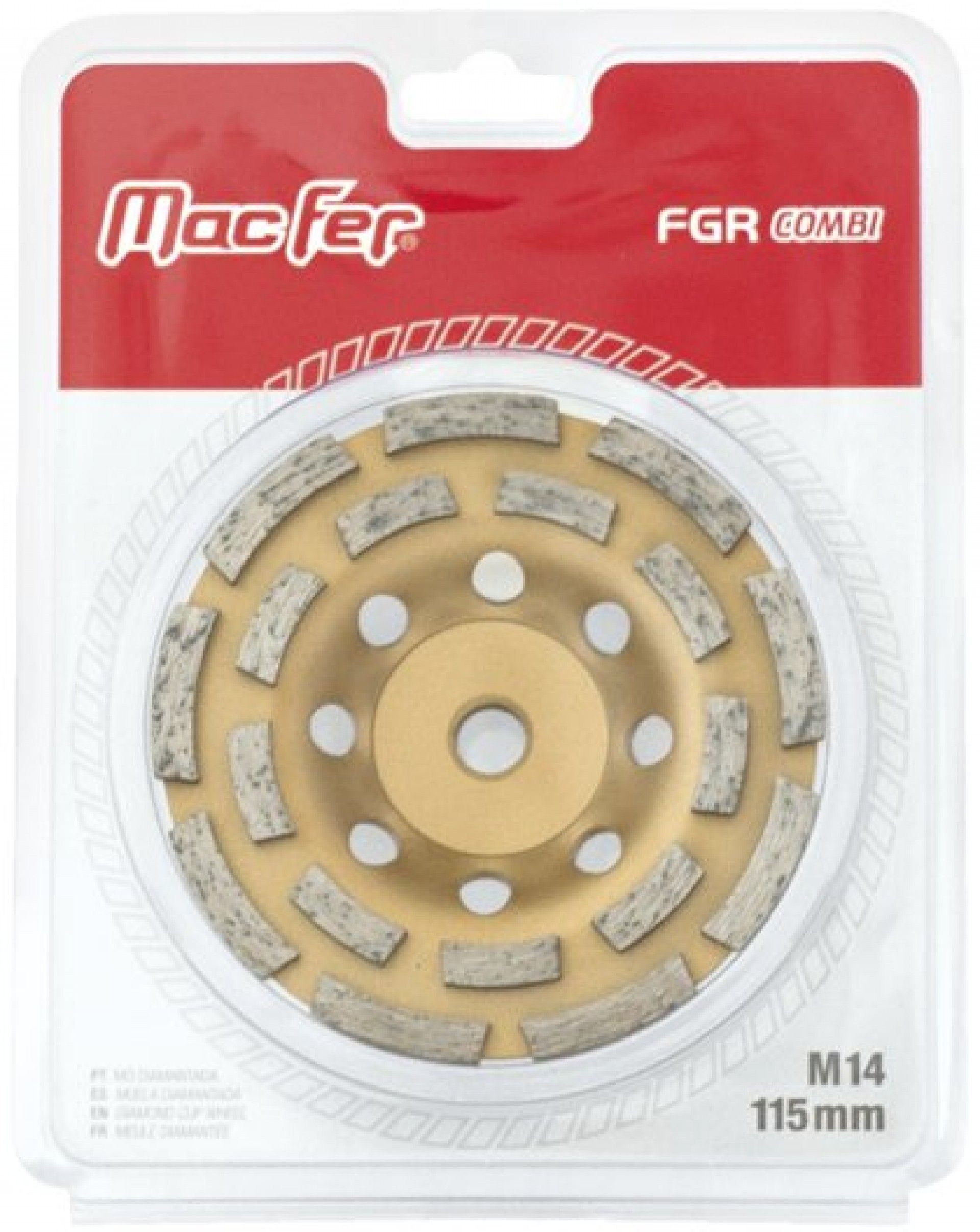 Mó diam. p/ usos gerais MacFer FGR Combi M14 180mm refª 092.0133 MACFER