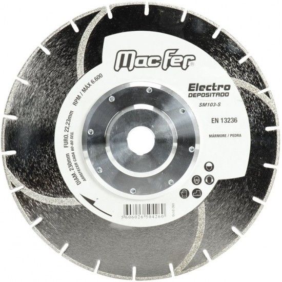 Disco diam. MacFer Electrodepositado SM103-S 230mm refª 092.0109 MACFER Disco diam. MacFer Electrodepositado SM103-S 230mm refª 092.0109 MACFER