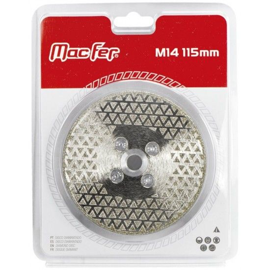 Disco diam. MacFer Electrodepositado SMT102 115mm c/ flg M14 ref� 092.0065 MACFER