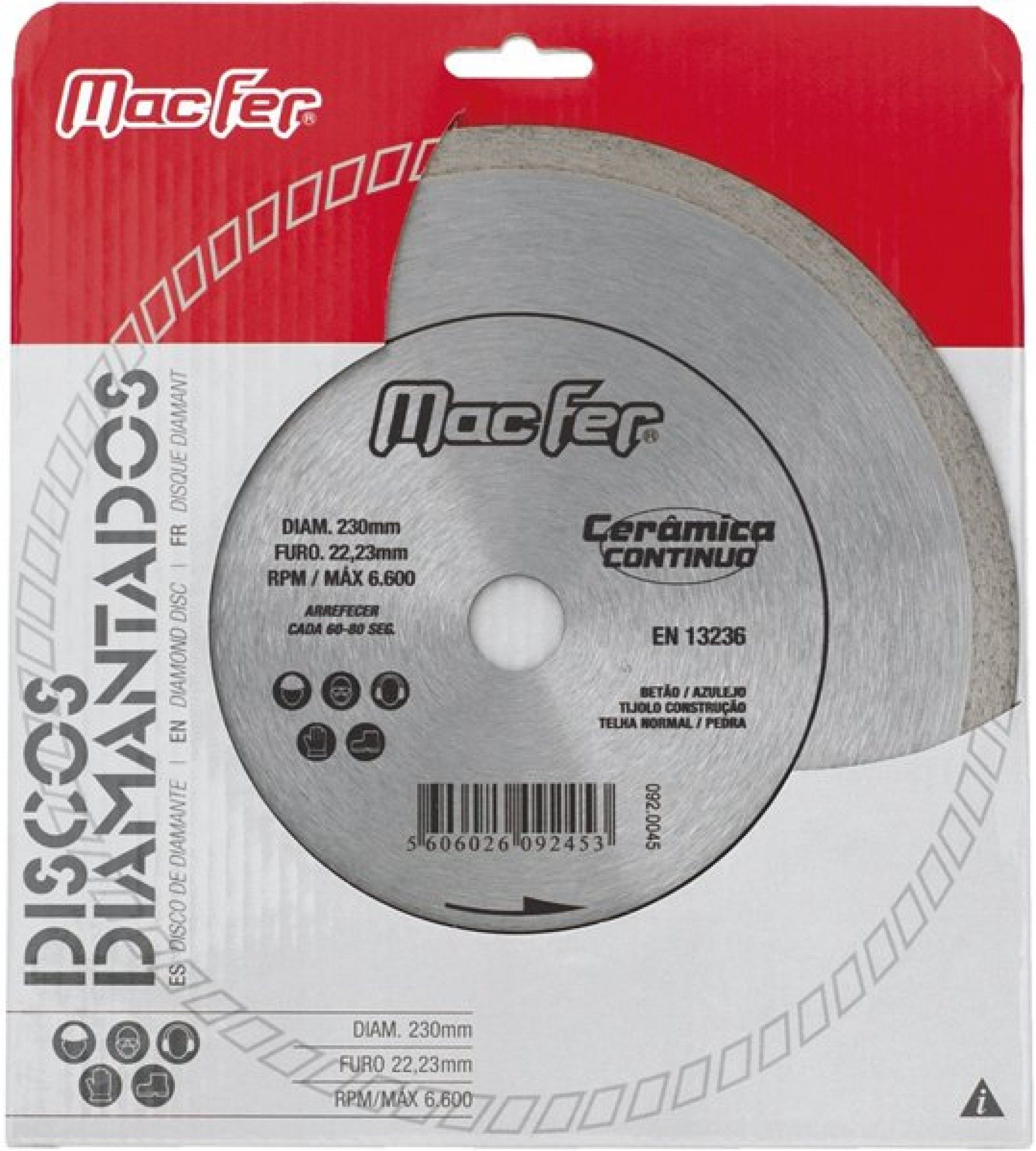 Disco diam. MacFer Cerâmica Contínuo 200mm refª 092.0046 MACFER
