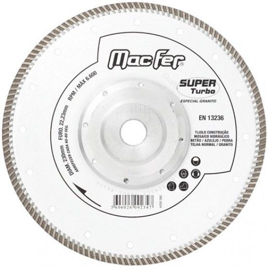Disco diam. MacFer Super Turbo 230mm c/ flg ref� 092.0034 MACFER
