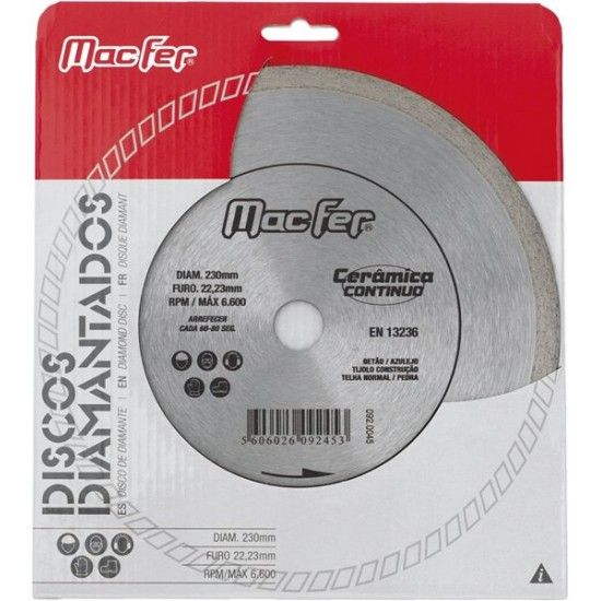 Disco diam. MacFer Cerâmica Contínuo 230mm refª 092.0045 MACFER Disco diam. MacFer Cerâmica Contínuo 230mm refª 092.0045 MACFER