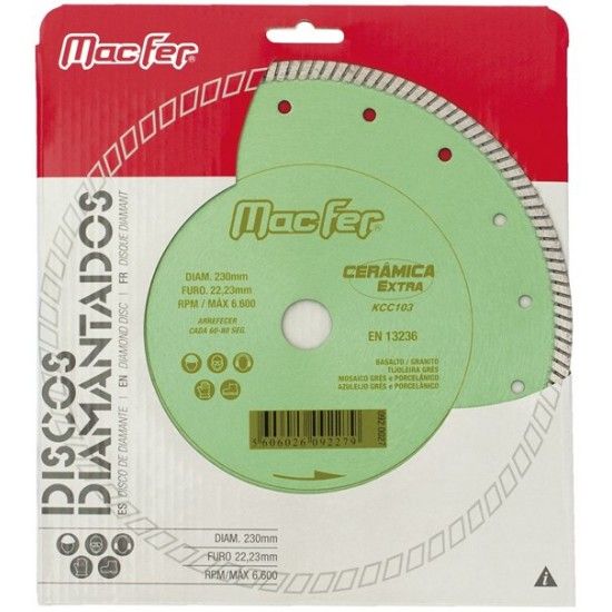 Disco diam. MacFer Cerâmica Extra KCC103 230mm refª 092.0027 MACFER Disco diam. MacFer Cerâmica Extra KCC103 230mm refª 092.0027 MACFER