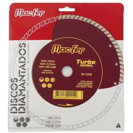 Disco diam. MacFer Turbo 230mm ref 092.0014 MACFER