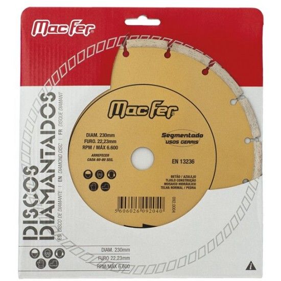 Disco diam. MacFer Segmentado 230mm refª 092.0004 MACFER Disco diam. MacFer Segmentado 230mm refª 092.0004 MACFER