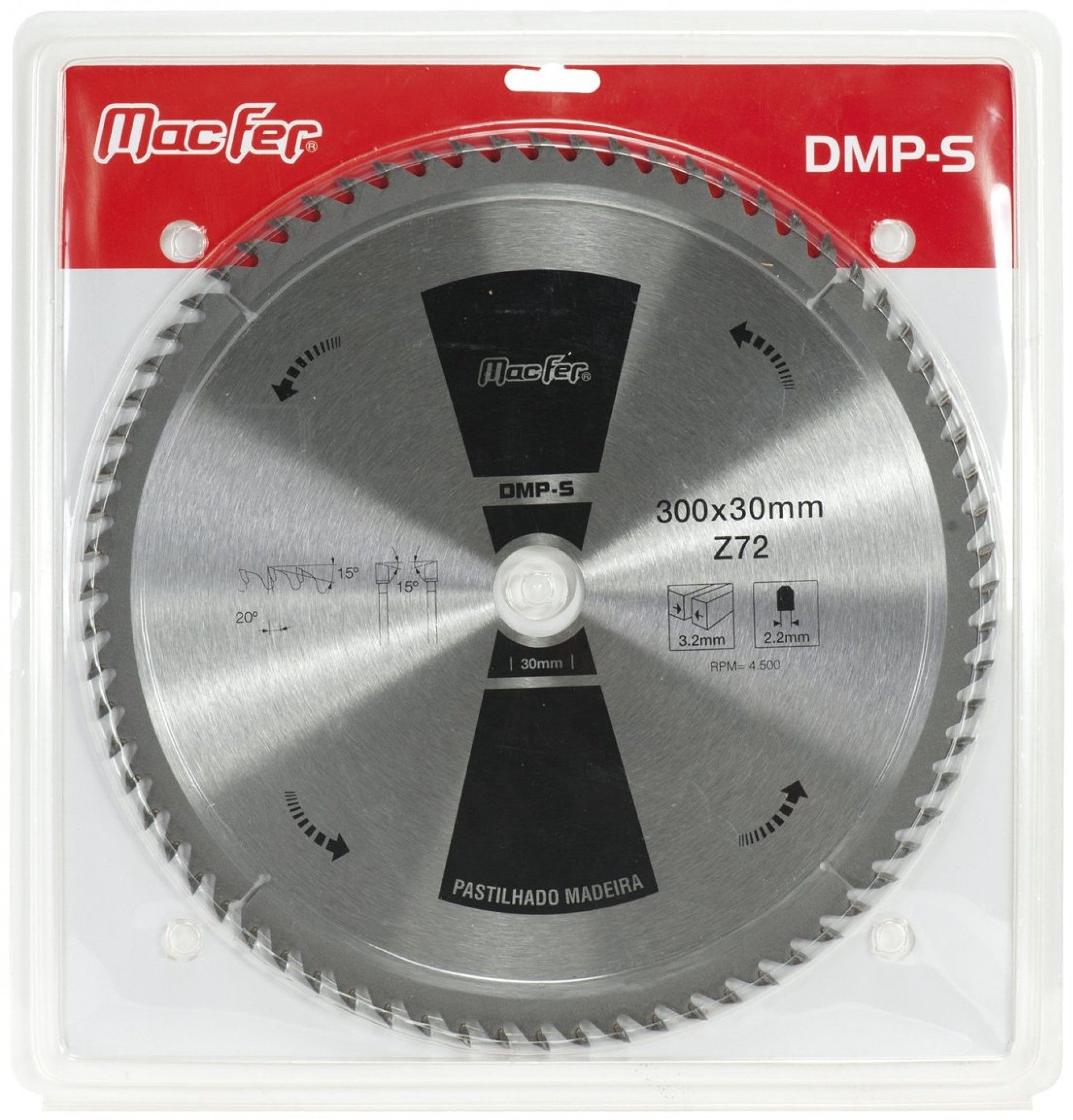 Disco pastilhado p/ madeira MacFer DMP-S 190mm Z40 refª 090.0007 MACFER