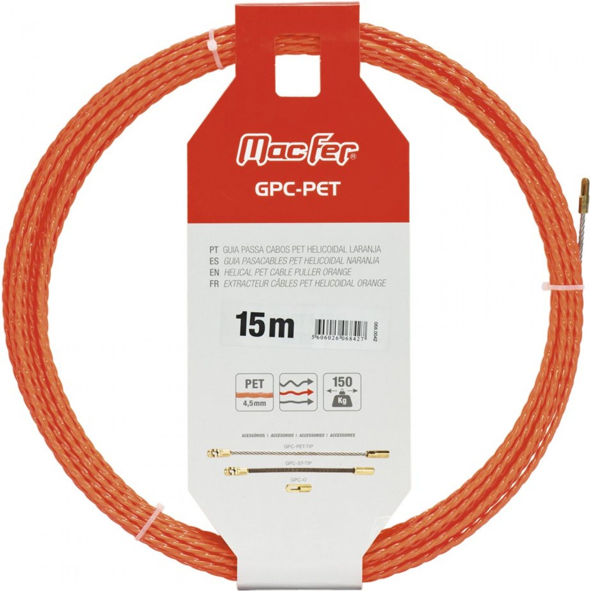 Guia passa cabos PET helicoidal GPC-PET 30m 4.5mm refª 068.0045 Macfer