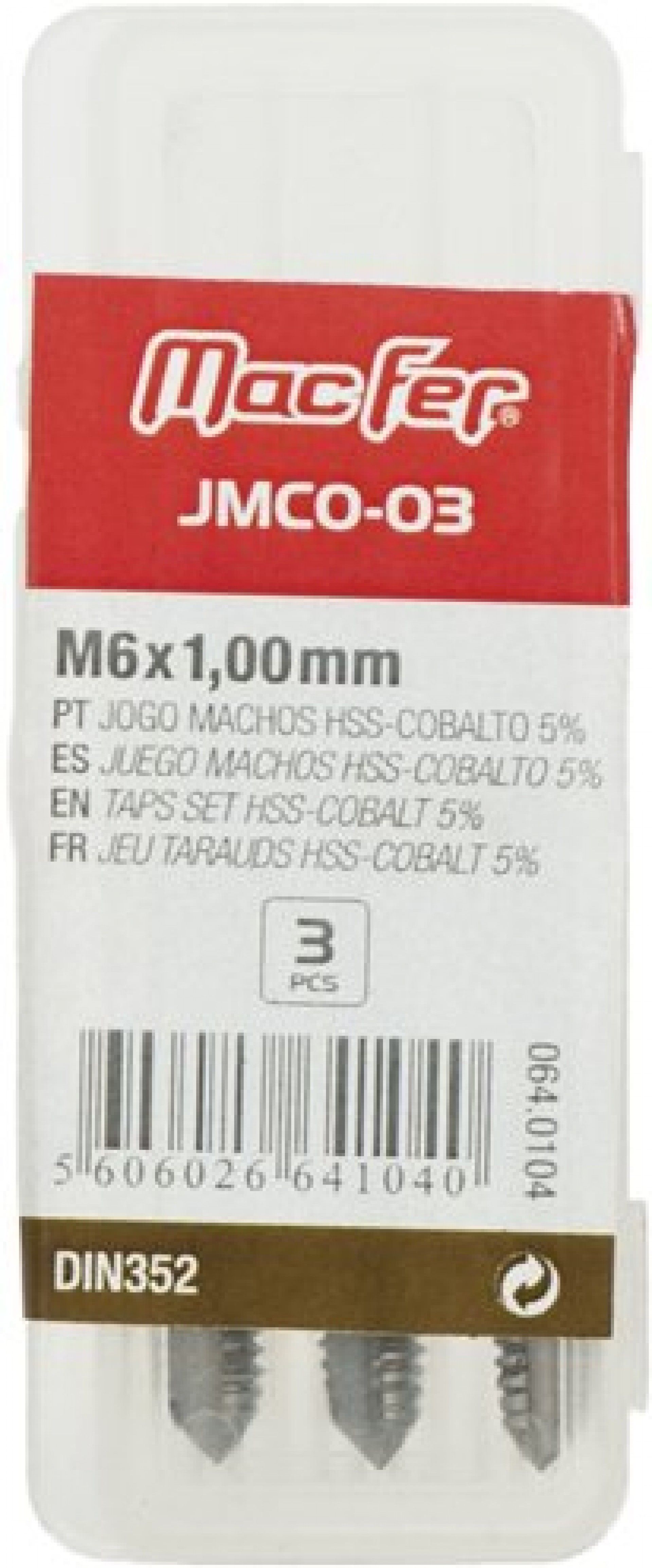 Jg. machos HSS-Cobalto MacFer JMCO-03 M5x0,80mm 3pçs refª 064.0103 MACFER