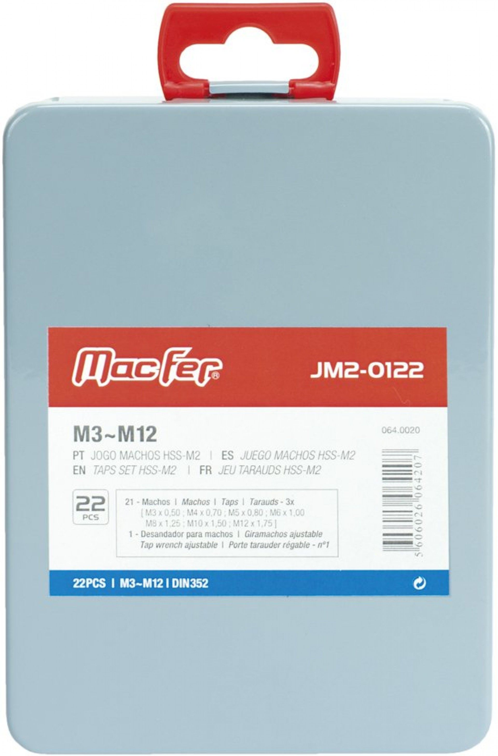 Jg. machos HSS-M2 MacFer JM2-0122 M3~M12 22pçs refª 064.0020 MACFER