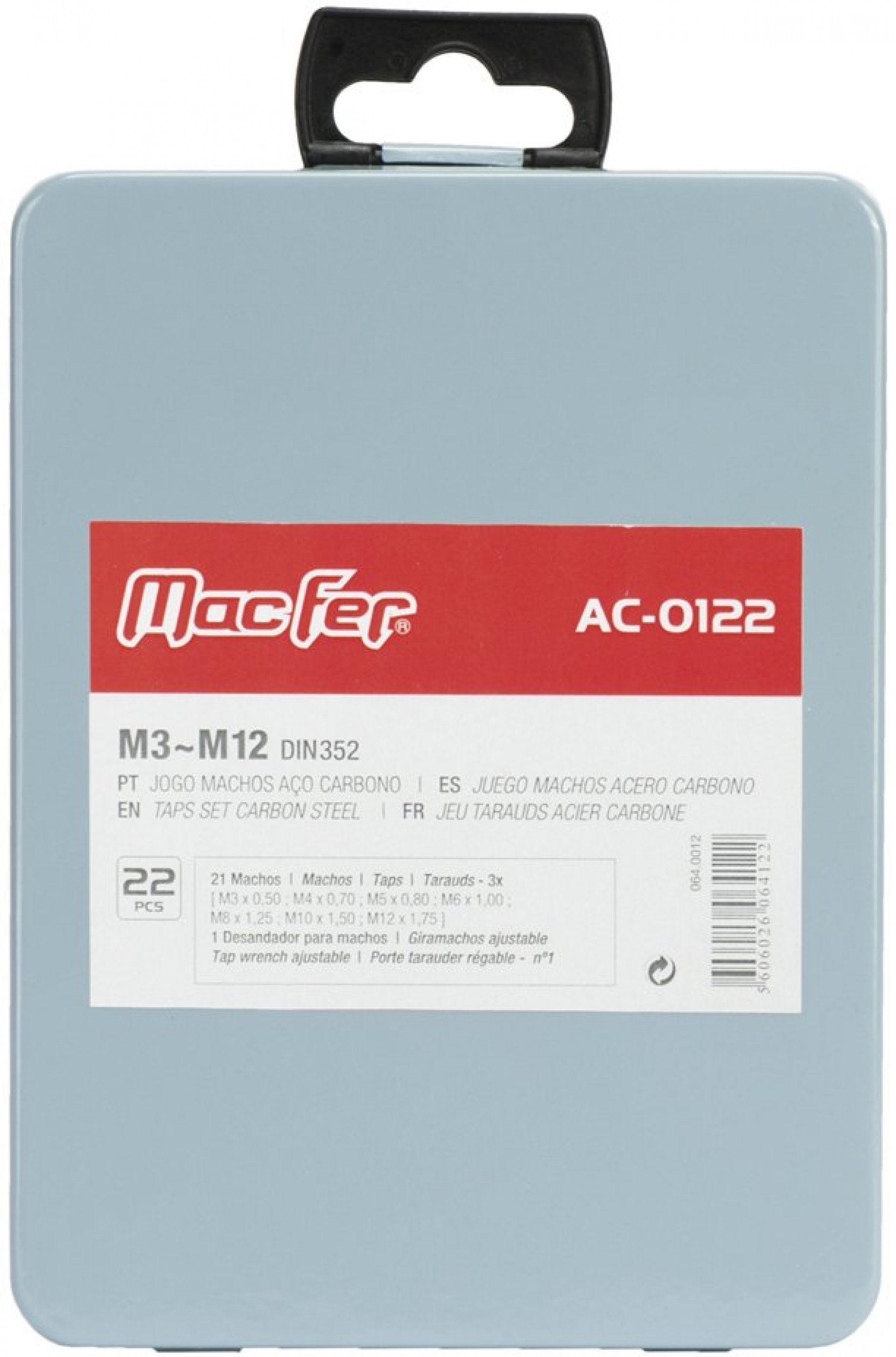 Jg. machos a/c MacFer AC-0122 M3~M12 22pçs refª 064.0012 MACFER