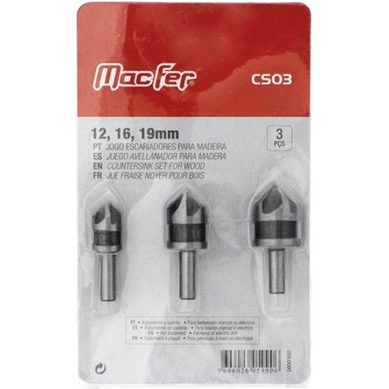 Jg. esc. p/ madeira MacFer CS03 12, 16, 19mm 3p�s ref� 059.0090 MACFER