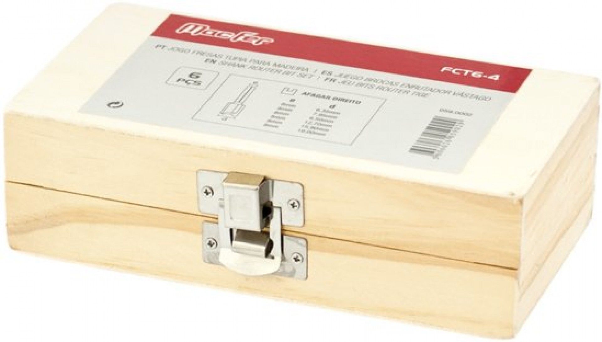 Jg. fresas tupia p/ madeira MacFer FCT06-4 6pçs refª 059.0002 MACFER