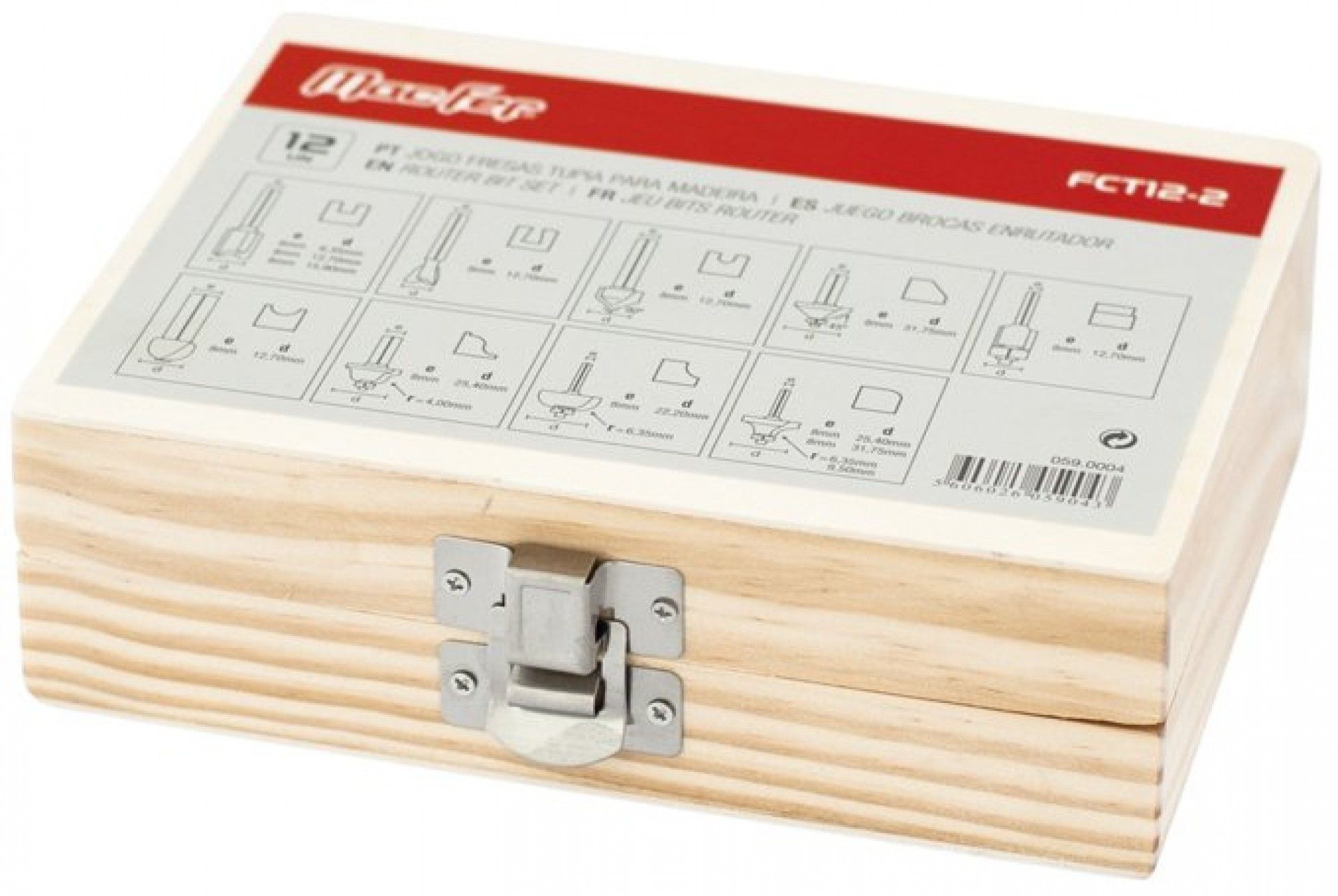 Jg. fresas tupia p/ madeira MacFer FCT12-2 12pçs refª 059.0004 MACFER