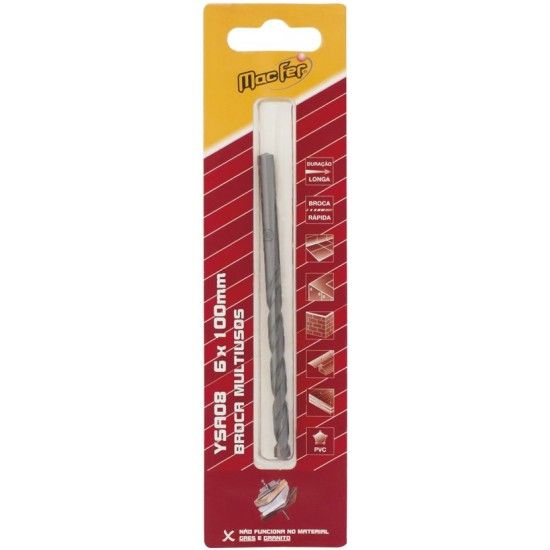 Broca multiusos MacFer YSA08 6x100mm refª 056.0094 MACFER Broca multiusos MacFer YSA08 6x100mm refª 056.0094 MACFER