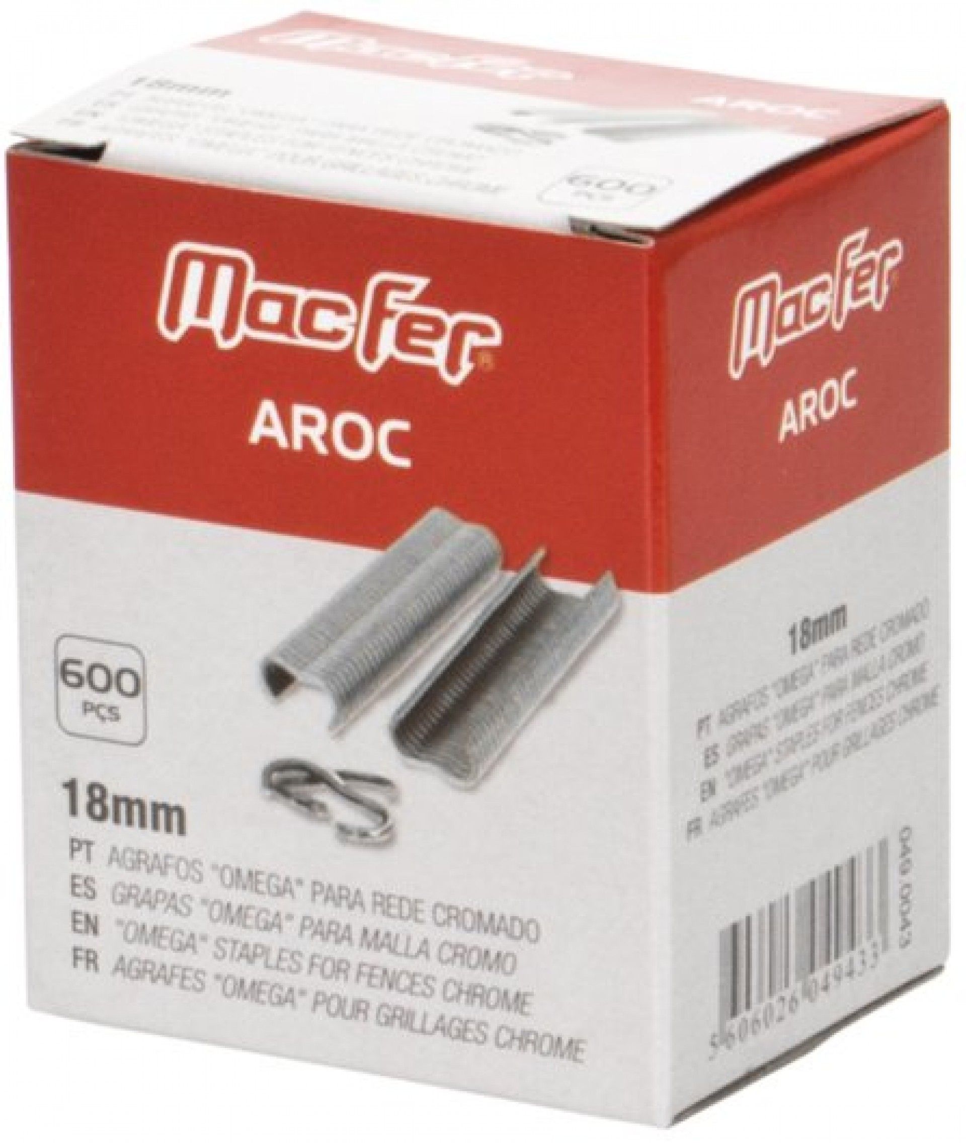 Agrafos "omega" p/ rede cromado MacFer 18mm refª 049.0043 MACFER