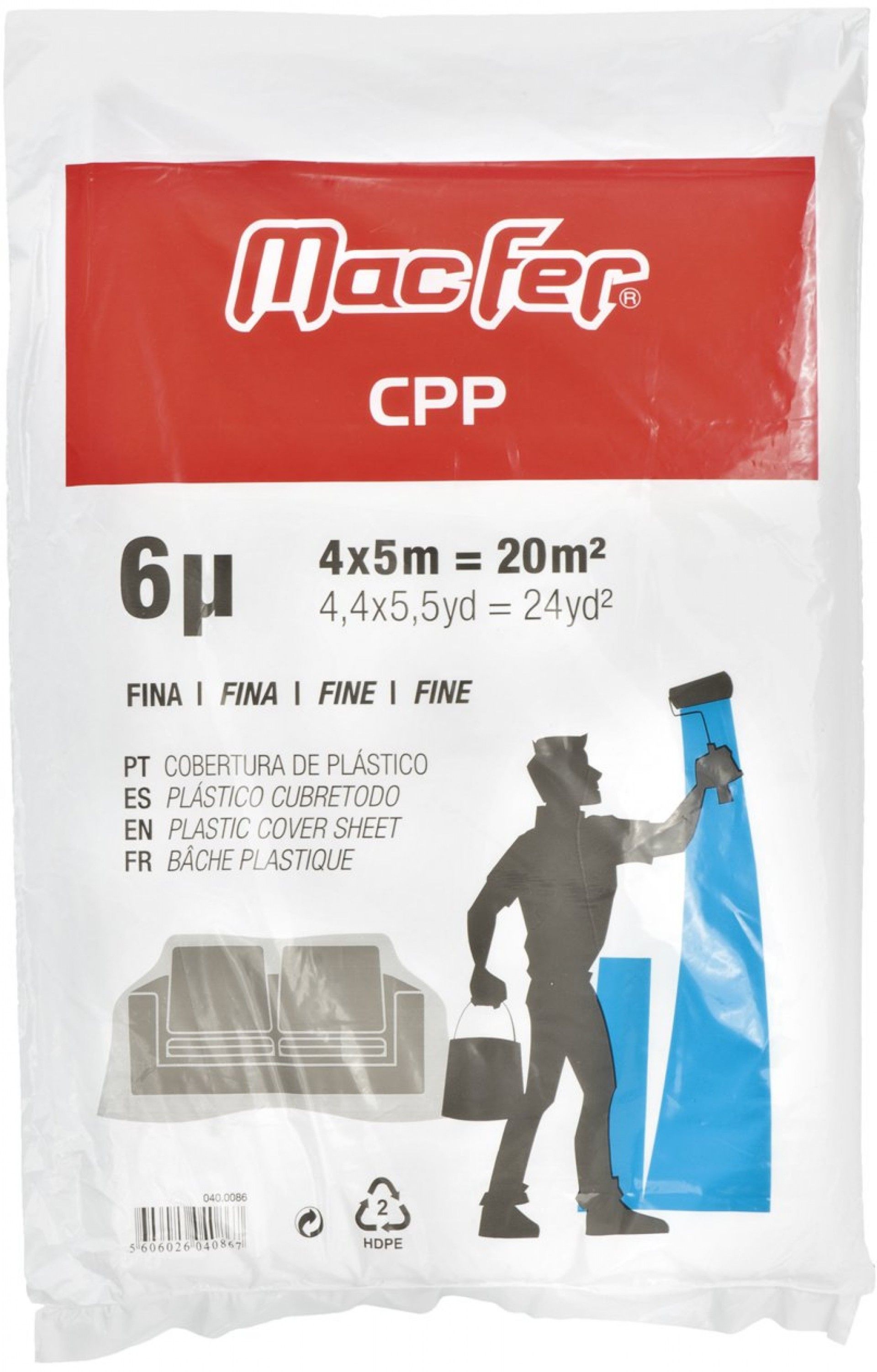 Cobertura plástica 4x5m fina refª 040.0086