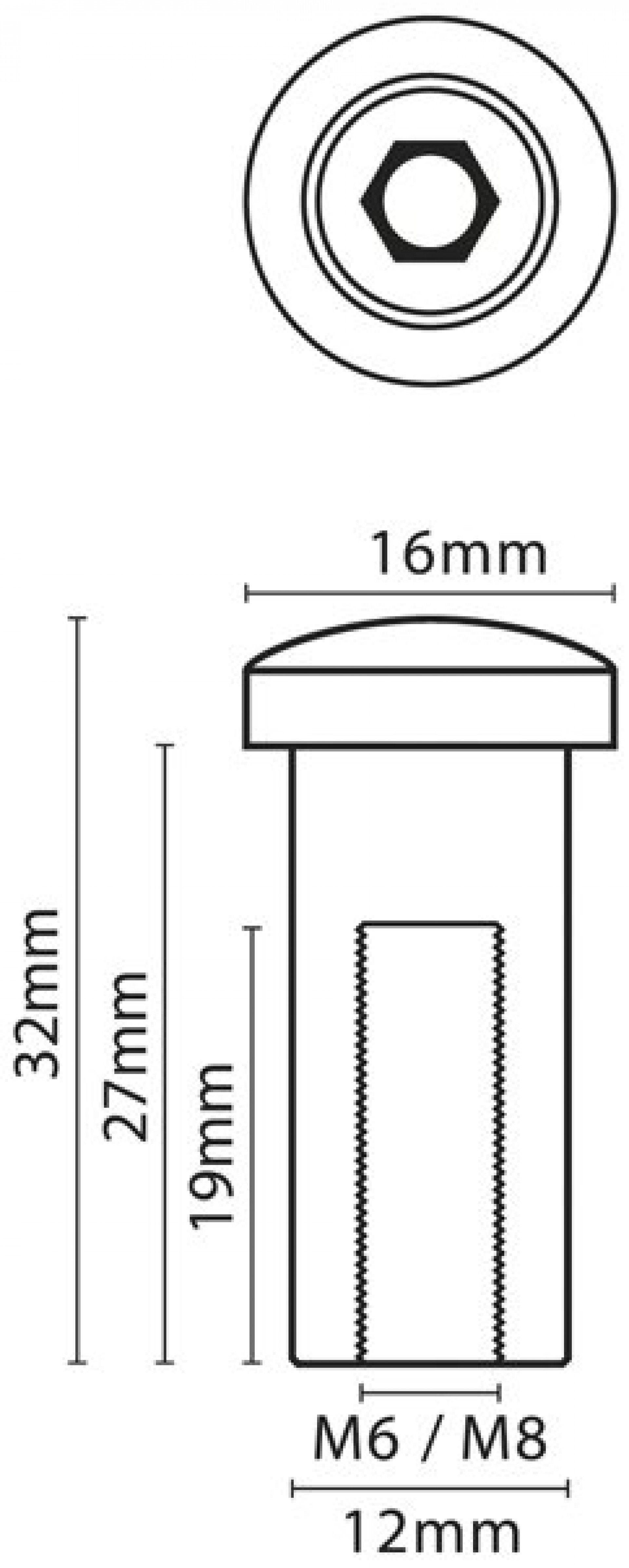 TERMINAL CABEÇA QUEIJO FÊMEA M8x27mm AISI316 CHNSS-S 035.0117 MACFER