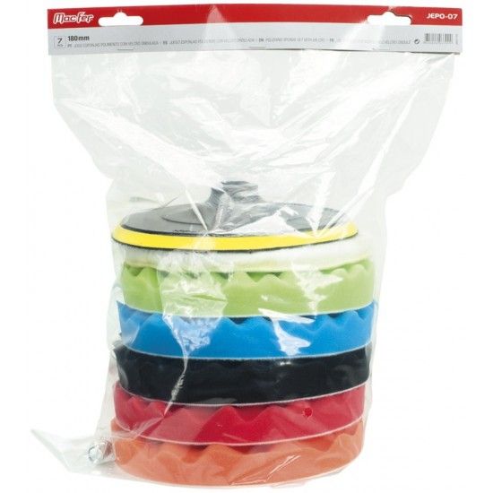 Jogo esponjas polimento com velcro ondulada JEPO-07 180mm 7pçs refª 033.0099 MACFER Jogo esponjas polimento com velcro ondulada JEPO-07 180mm 7pçs refª 033.0099 MACFER