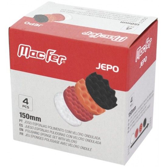 Jogo esponjas polimento com velcro ondulada JEPO 150mm 4ps ref 033.0098 MACFER