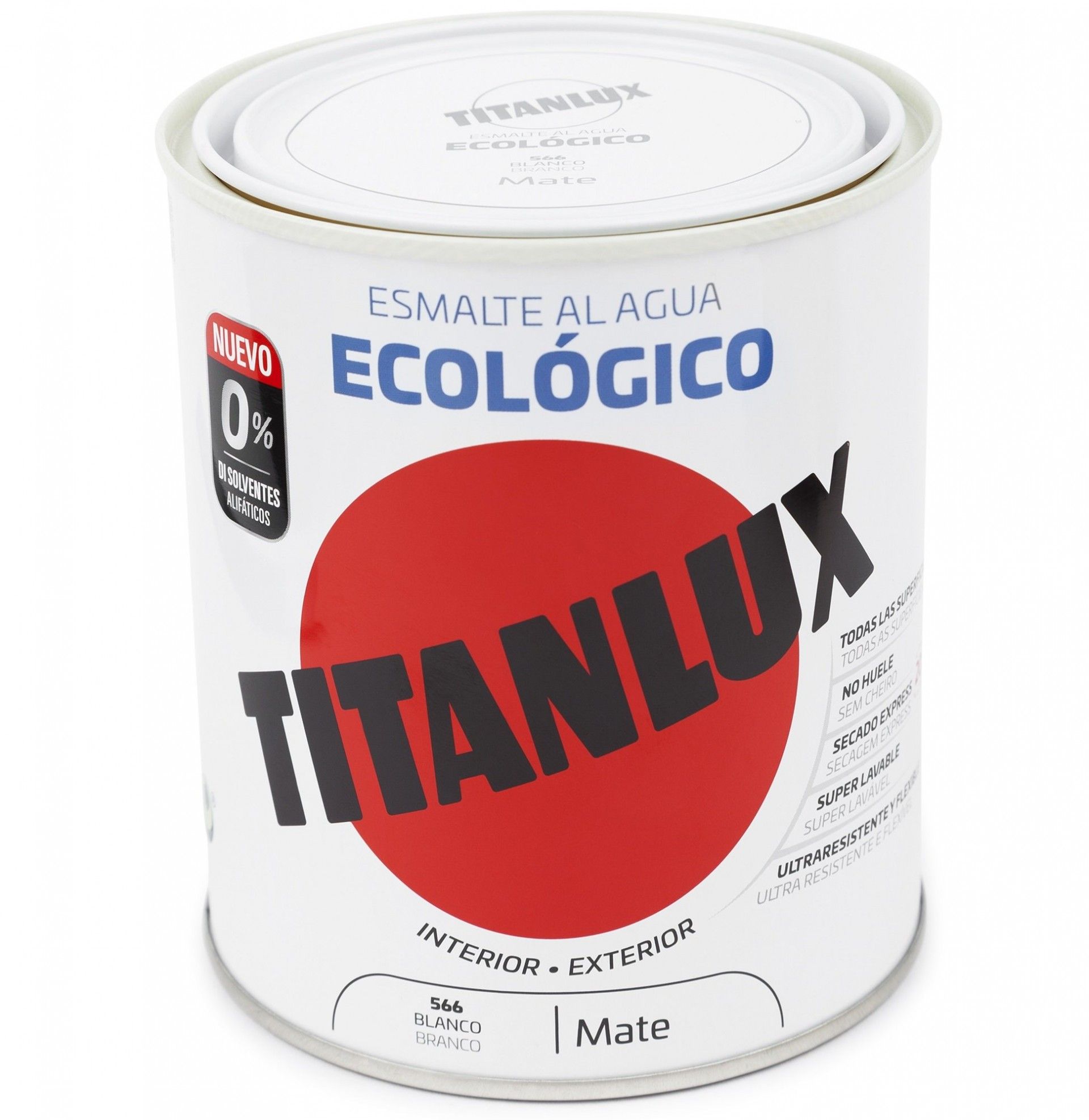 Esmalte ecológico à base de água mate branco 750ml refª 02T056634 TITAN