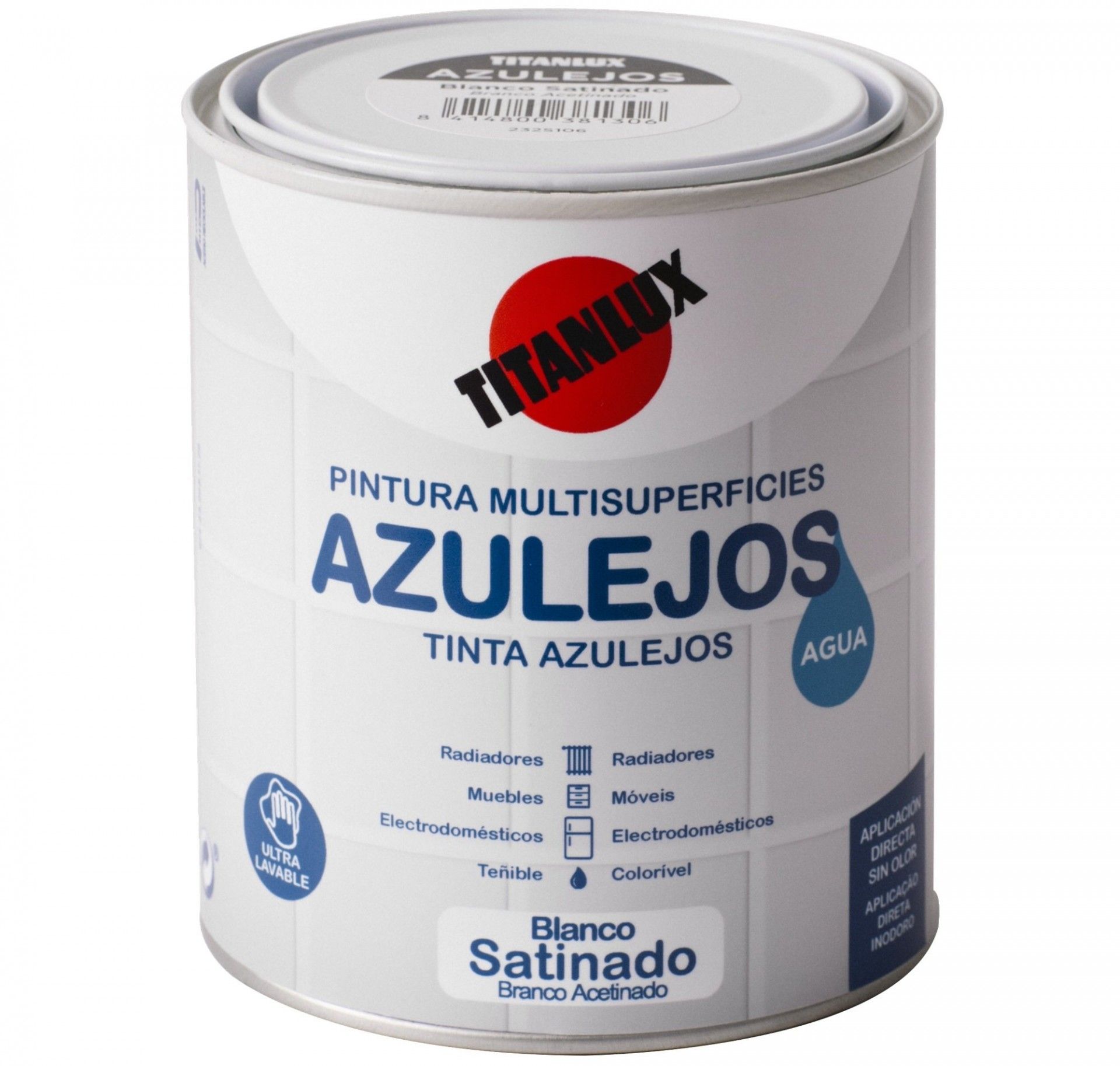 ESMALTE AZULEIJO AQUOSO 750ML BRANCO ACETINADO 0002 TITAN