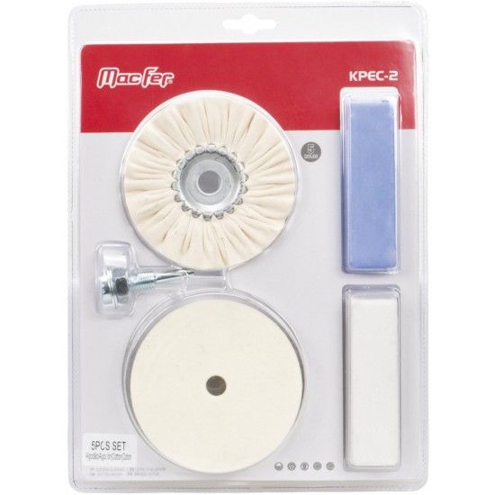 Kit polir escovas algodo & feltro cir.  KPEC-2 100mm 5ps ref 025.0061 MACFER