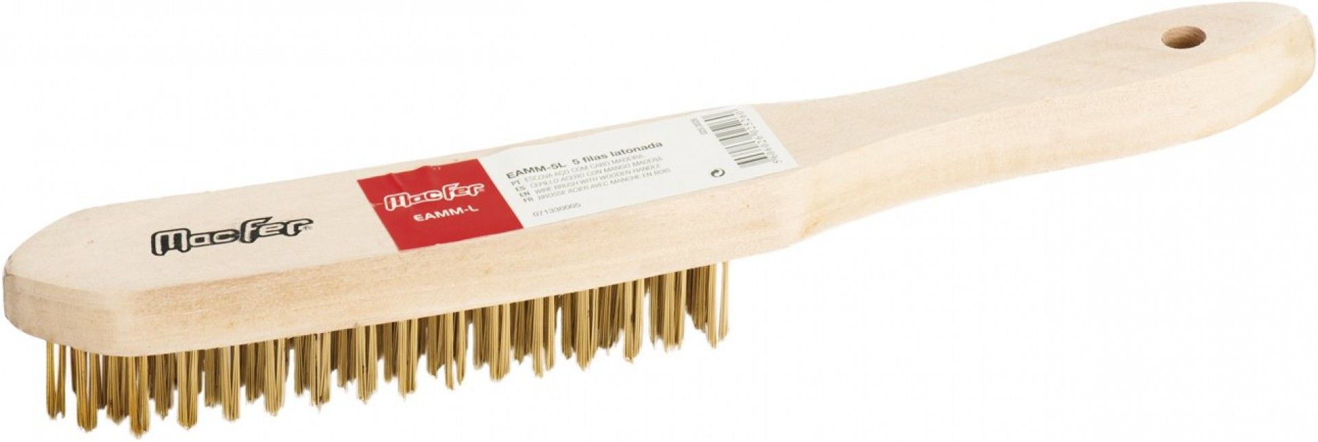 Escova aço c/ cabo madeira MacFer EAMM-4L 4 filas latonada refª 025.0025 MACFER