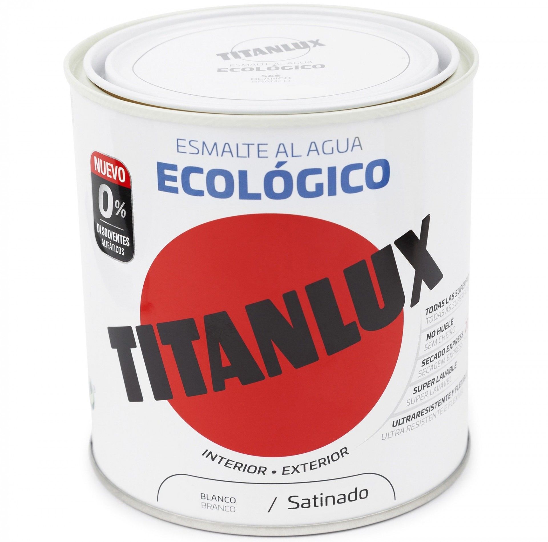 Esmalte ecológico à base de água acetinado branco 750ml refª 01T056634 TITAN