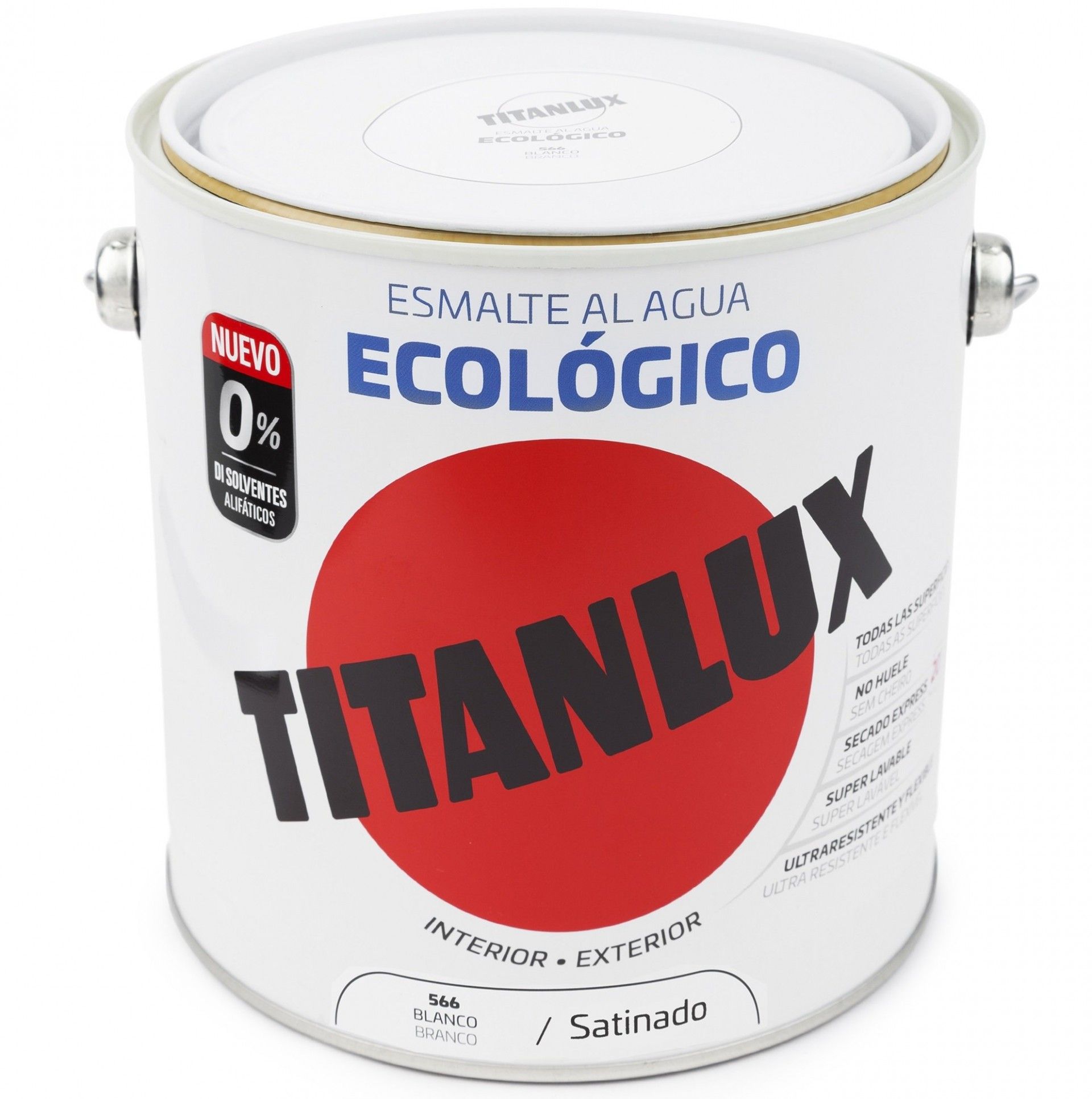 Esmalte ecológico à base de água acetinado branco 4L refª 01T056604 TITAN