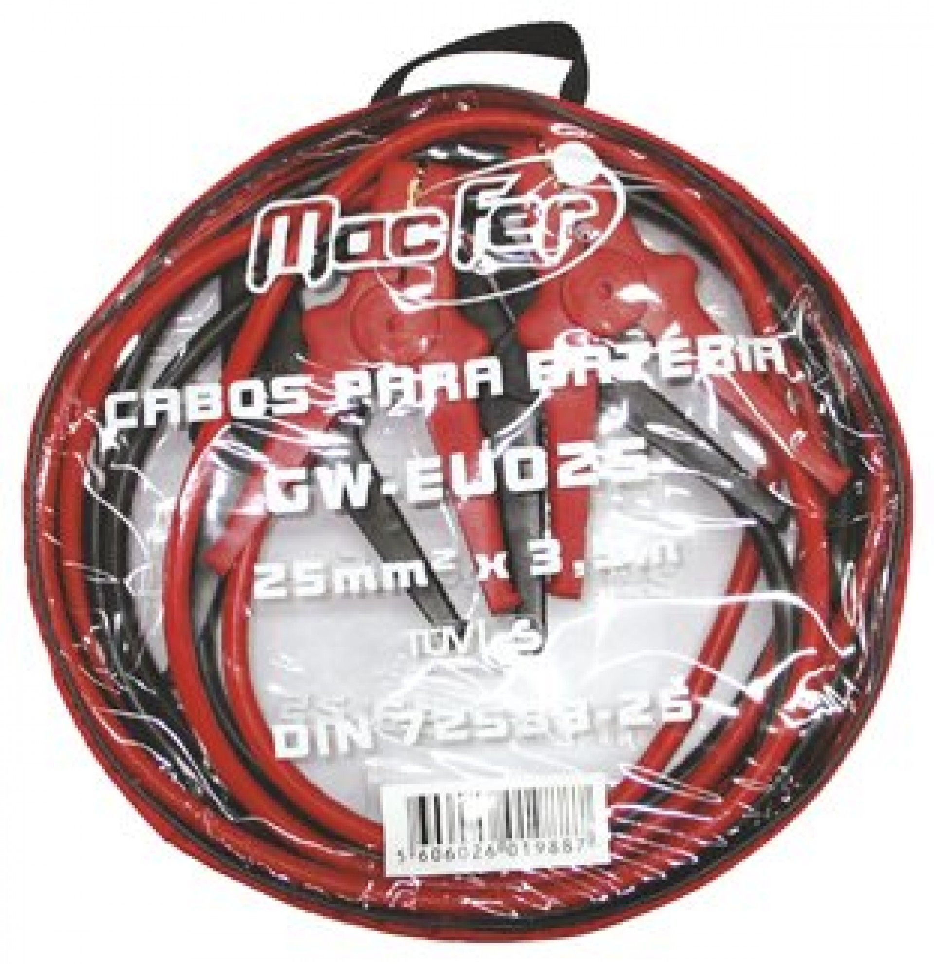 Cabos p/ baterias MacFer GW-EU125A 350A 25mm2 3,5m refª 019.0091 MACFER