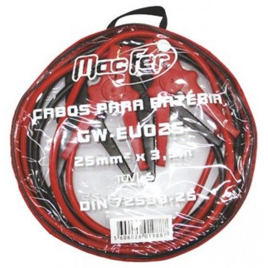 Cabos p/ baterias MacFer GW-EU125A 350A 25mm2 3,5m ref 019.0091 MACFER