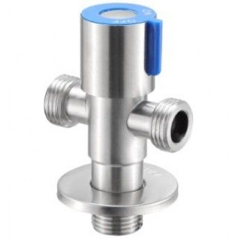 Torneira de corte  x  x  inox (1 manipulo azul 2 saidas) 010577