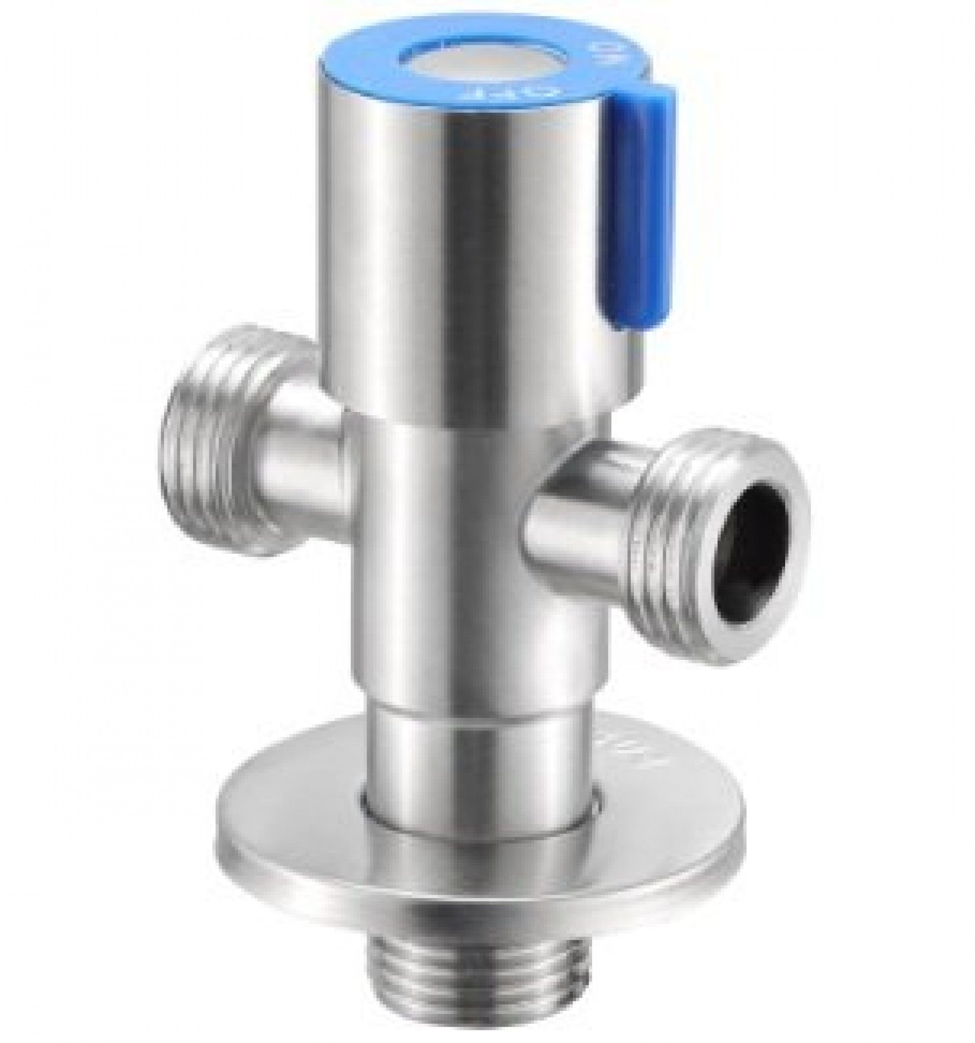 Torneira de corte ½ x ½ x ½ inox (1 manipulo azul 2 saidas) 010577