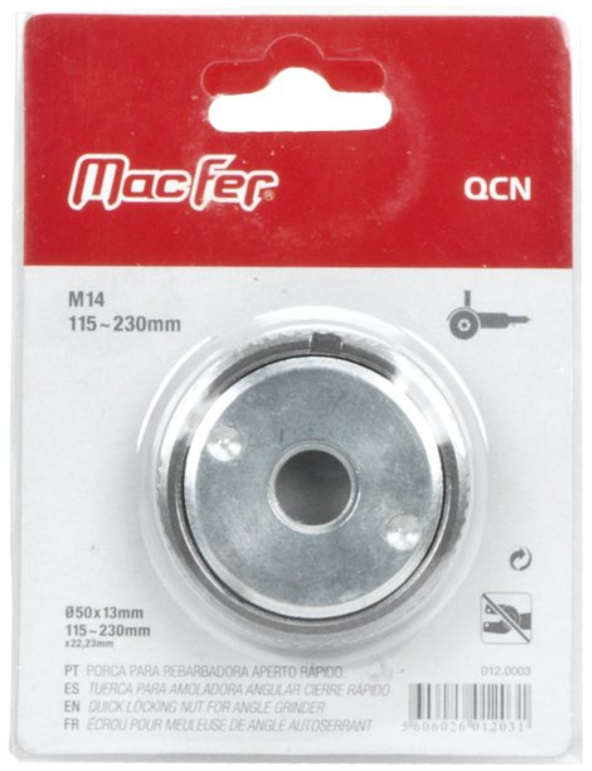 Porca p/rebarbadora aperto rápido QCN M14 refª 012.0003 MACFER