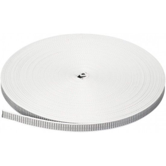 Fita p/ estore nylon  FEN-BP 20mm 50m branca/ preta ref 009.0062 MACFER