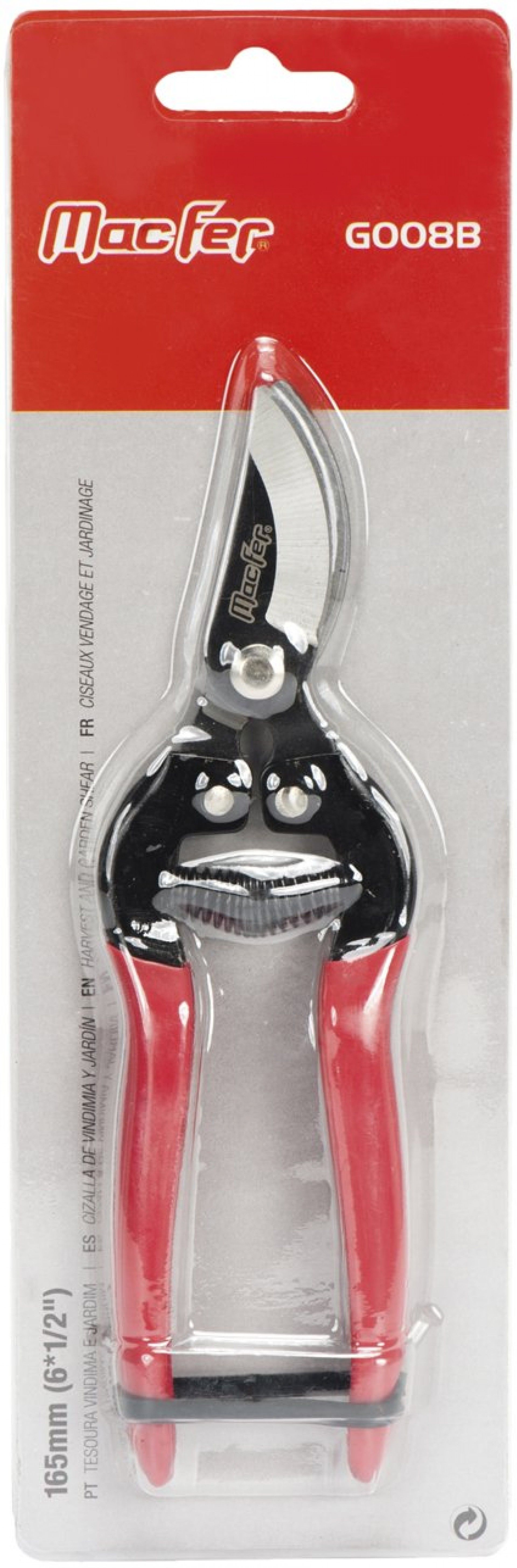 Tesoura vindima e jardim MacFer G008B 165mm (6*1/2") refª 008.0036 MACFER