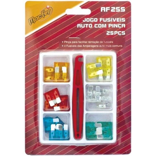 Kit fusíveis auto c/ pinça MacFer AF25S 25pçs refª 009.0014 MACFER Kit fusíveis auto c/ pinça MacFer AF25S 25pçs refª 009.0014 MACFER