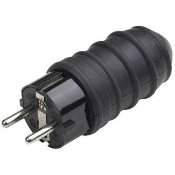 Ficha macho borracha 16A 250V tipo Shuko Ficha macho borracha 16A 250V tipo Shuko