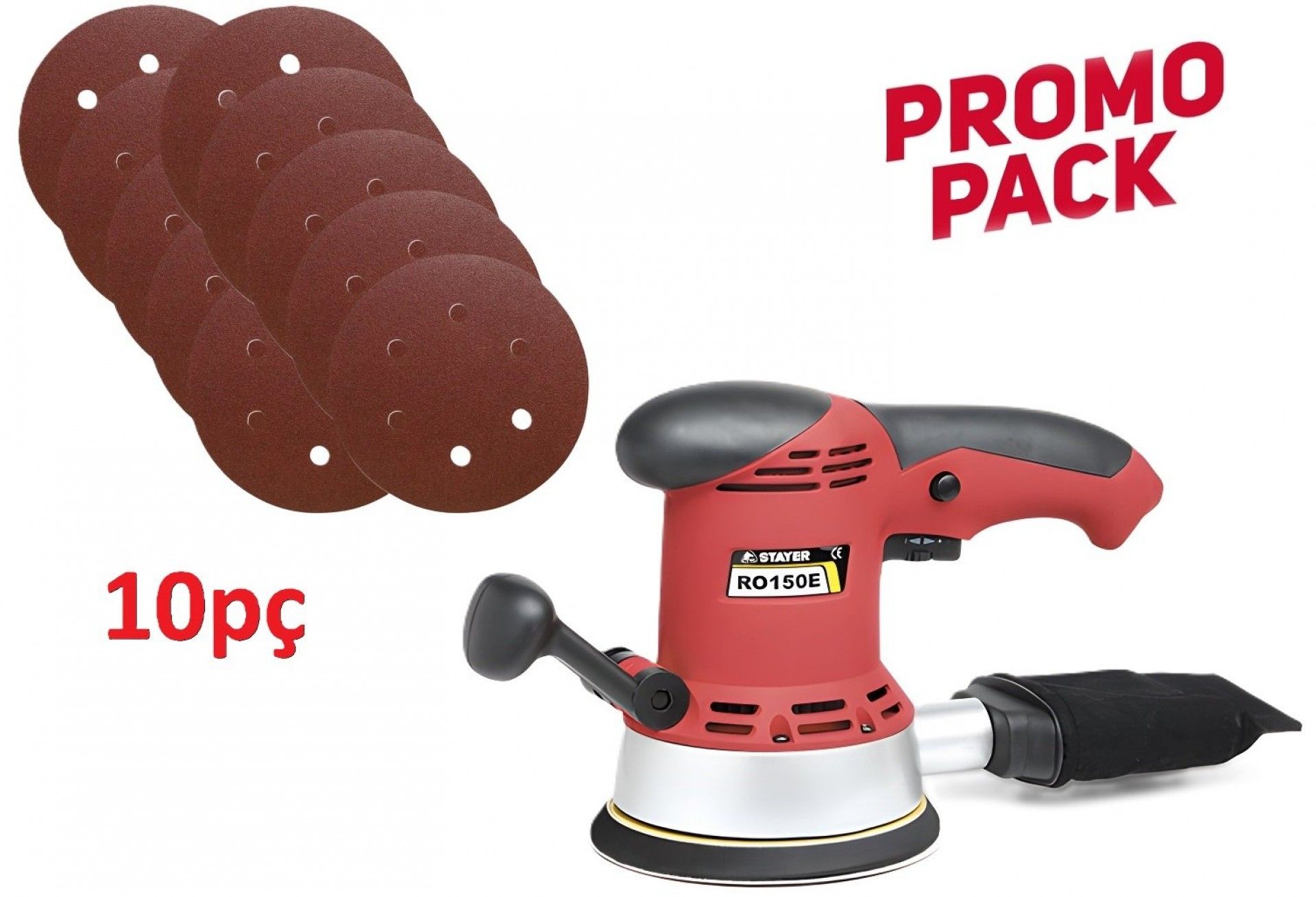 Lixadora Rotorbital 150mm RO 150 E + 10 lixas refª 1.3212 STAYER