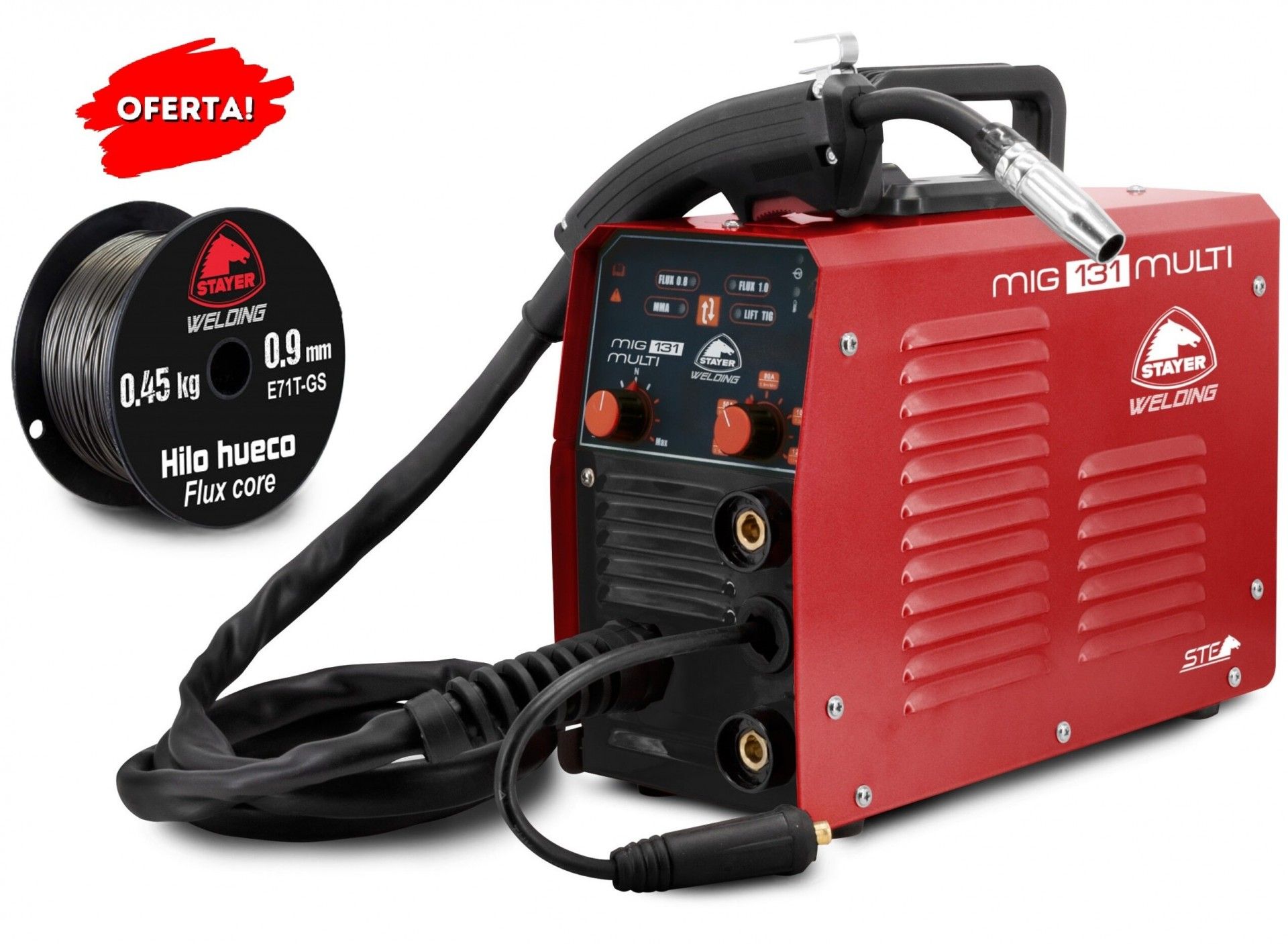 Máquina soldar MIG 131F + bobine fio 0.45Kg 0.9mm Ref 1.2895 STAYER