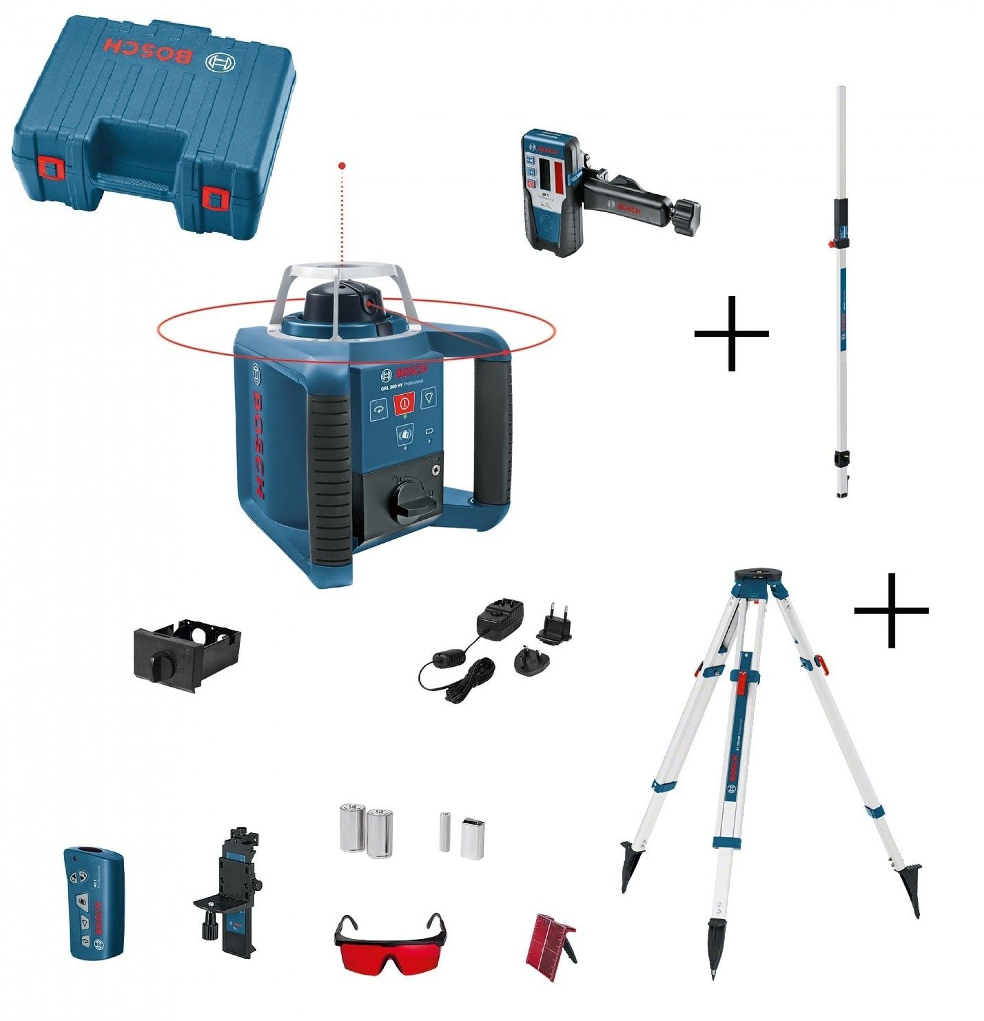 Kit nivel GRL 300 HV + comando RC1 suporte WM4 recetor LR1 + Tripé BT 170 HD + régua GR 240 refª 061