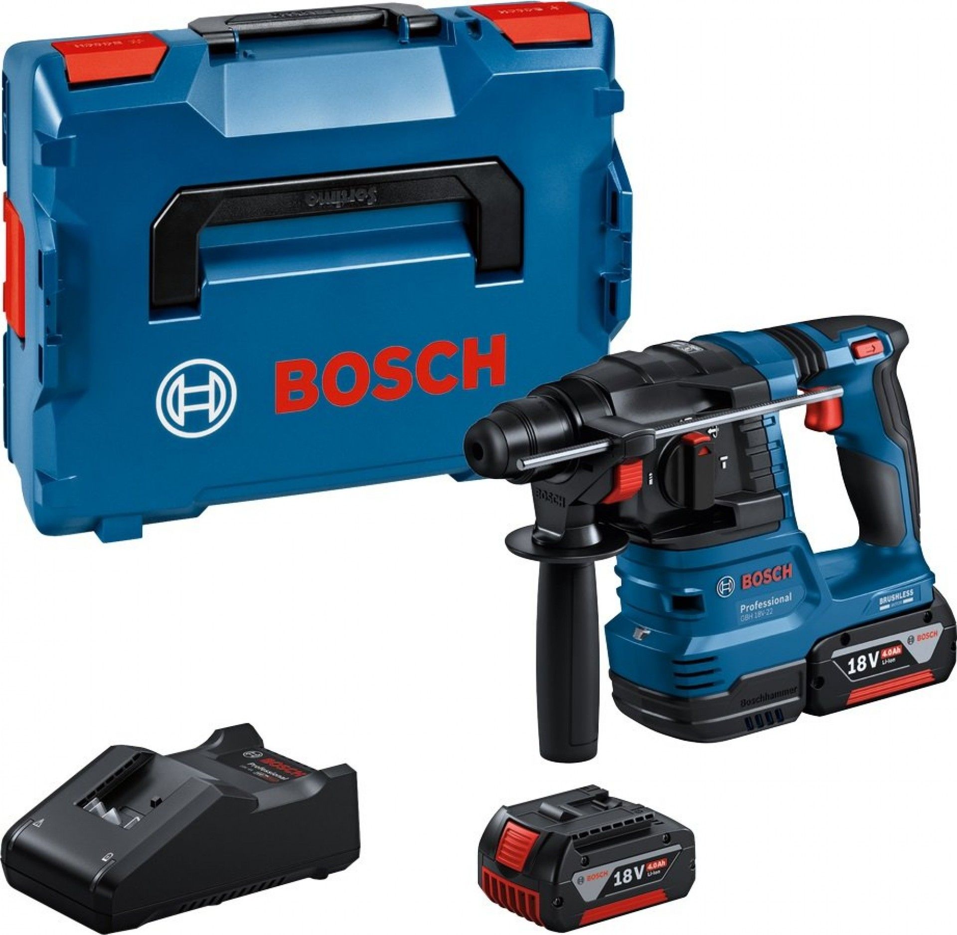 Martelo GBH 18V-22 + 2x4.0Ah + Carregador + L-BOXX 136 refª 0611924002 BOSCH