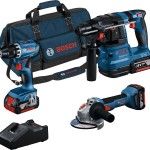 Kit ferramentas sem fio Aparafusadora GSR 18V-45 + Rebarbadora GWS 18V-8 + Martelo GBH 18V-22 Profes