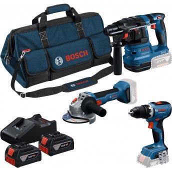 Kit ferramentas sem fio Aparafusadora GSR 18V-65 + Rebarbadora GWS 18V-8 + Martelo GBH 18V-22 Profes